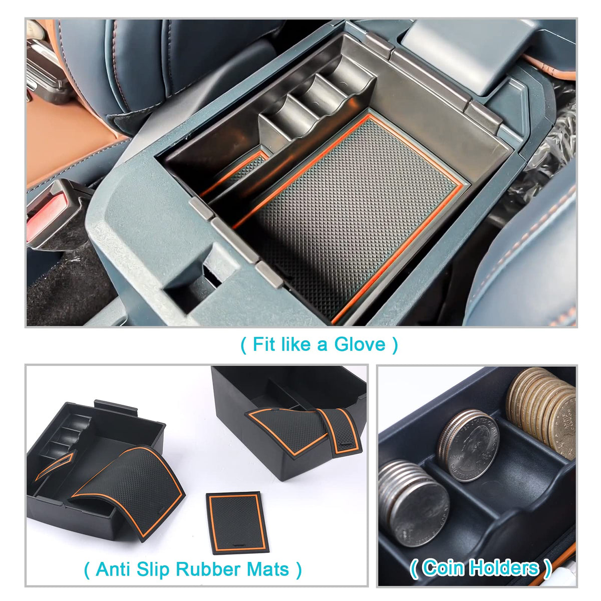 CDEFG tray revealing lower storage area for larger items and tidy organization