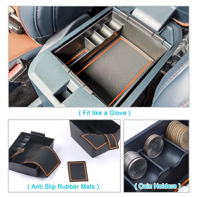 CDEFG tray revealing lower storage area for larger items and tidy organization