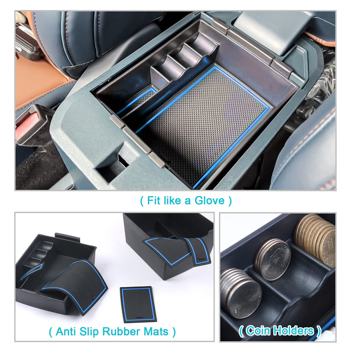 CDEFG organizer tray holding phone keys coins for quick access benefit
