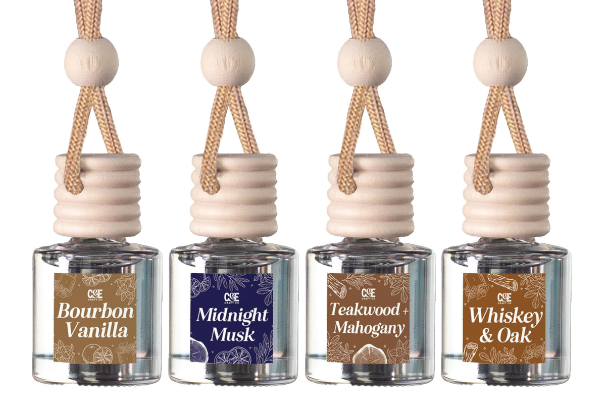 CE CRAFT front packaging showing four hanging car fresheners and masculine design benefit