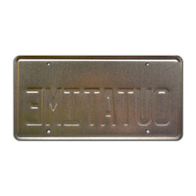 Celebrity Machines close-up of embossed lettering highlighting quality craftsmanship