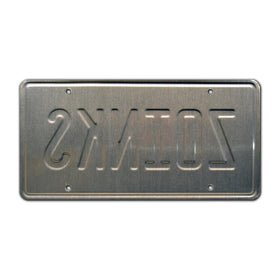 Celebrity Machines embossed closeup reveals raised stamped letters and durable texture