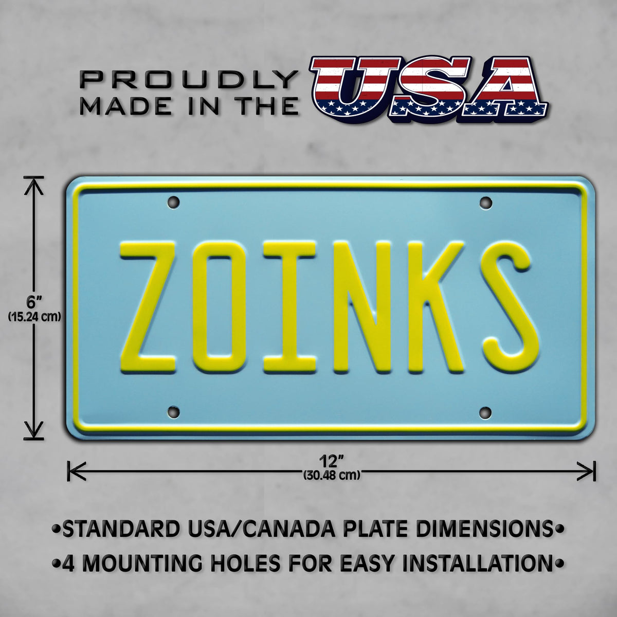 Celebrity Machines mounted lifestyle photo shows Zoinks plate adding nostalgic vibe to room