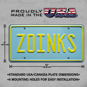 Celebrity Machines mounted lifestyle photo shows Zoinks plate adding nostalgic vibe to room