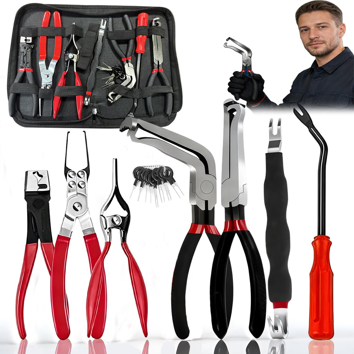 Celinfto front packaging with case open showing organized tools for quick access