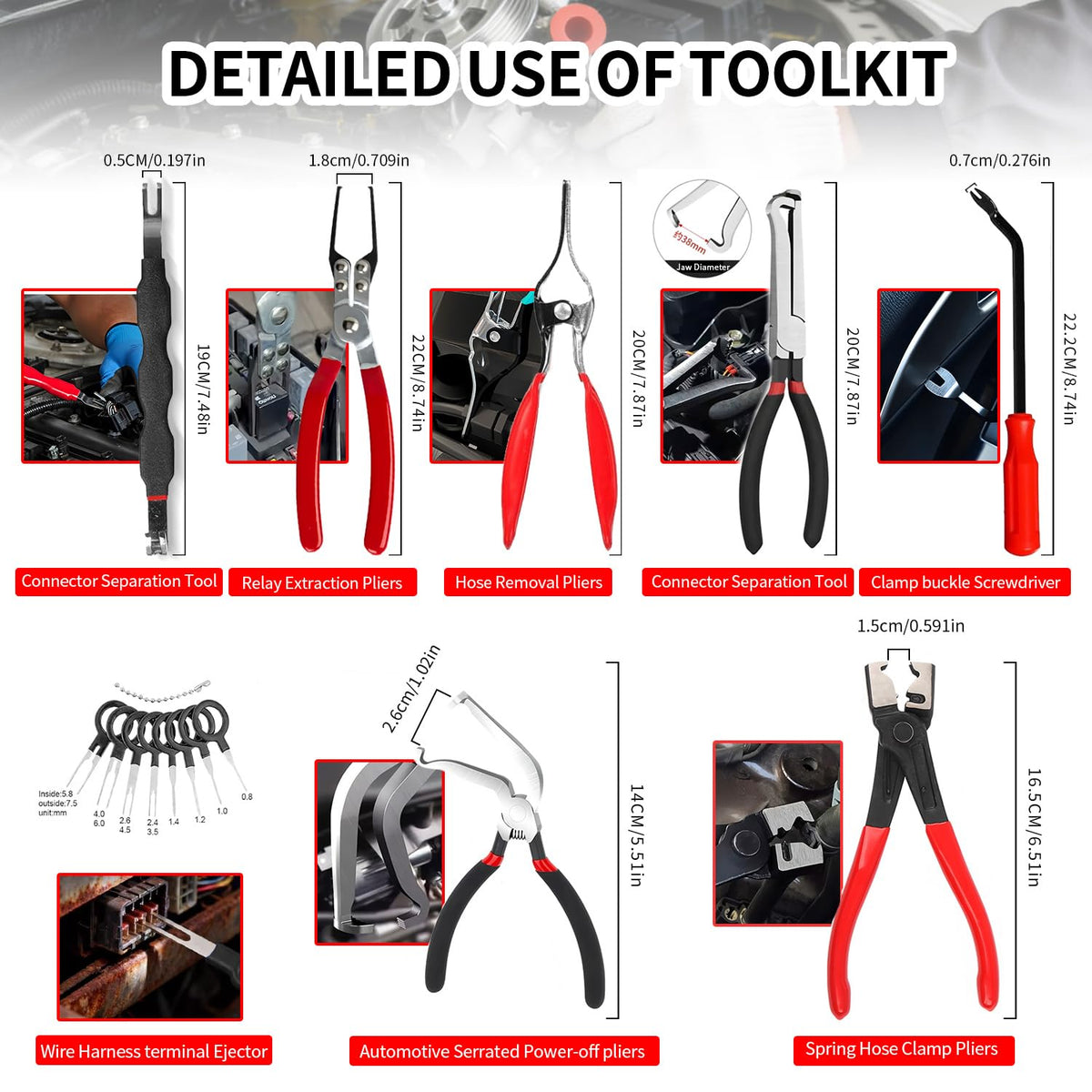 Celinfto straight and 60-degree angled pliers close-up for reaching tight spaces