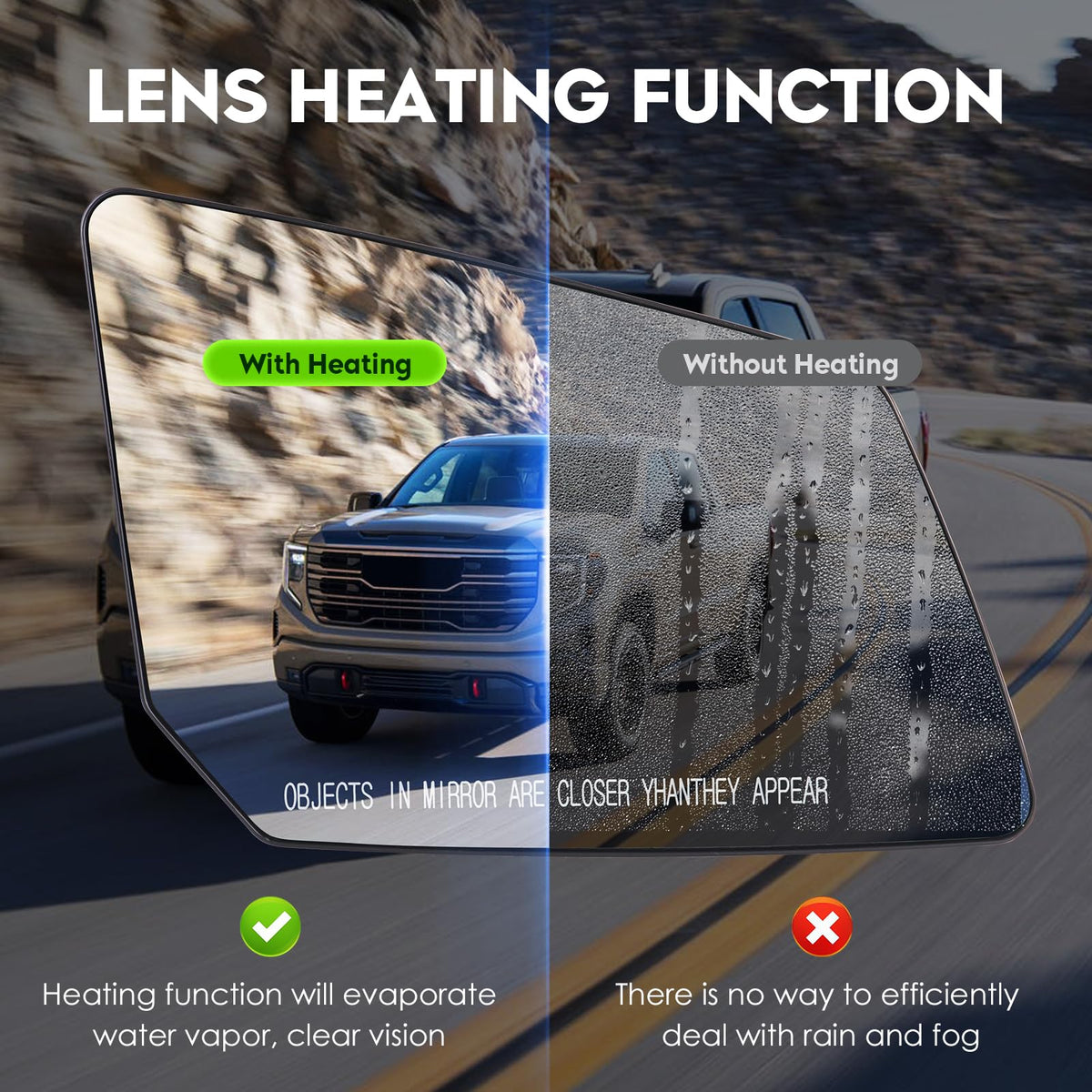 Cenfeild close-up of heated glass demonstrating quick de-ice benefit