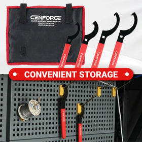 CENFORGE spanner engaged on coilover strut in use reducing rounding and easing adjustments