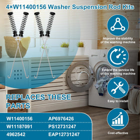 Laundry room scene with Cenipar suspension rods emphasizing DIY repair and cost savings
