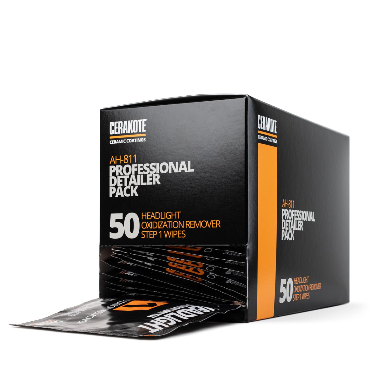 CERAKOTE front pack of 50 wipes showing professional-ready packaging and fast prep benefit