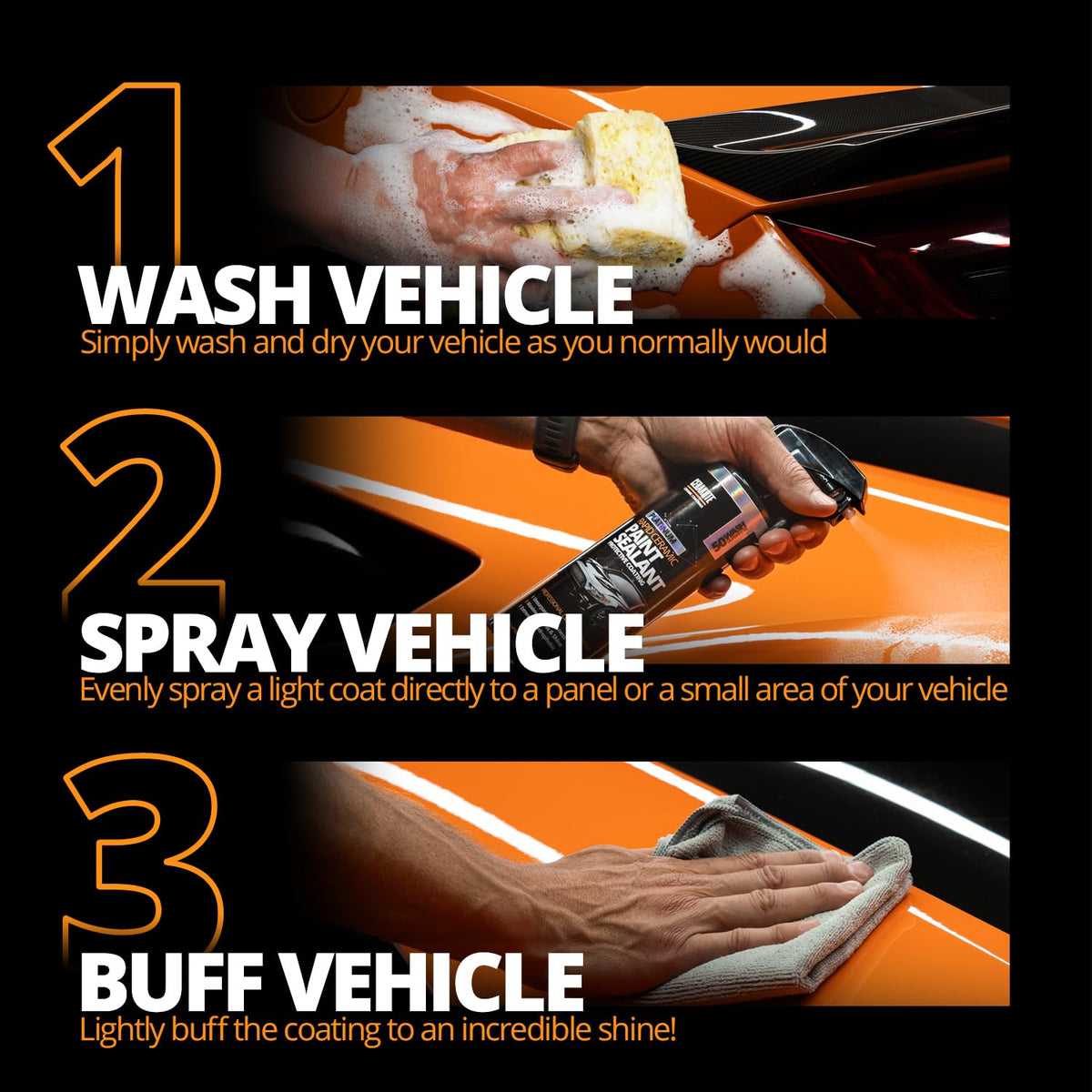 CERAKOTE in use on a car panel demonstrating quick spray-and-wipe benefit