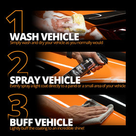 CERAKOTE in use on a car panel demonstrating quick spray-and-wipe benefit