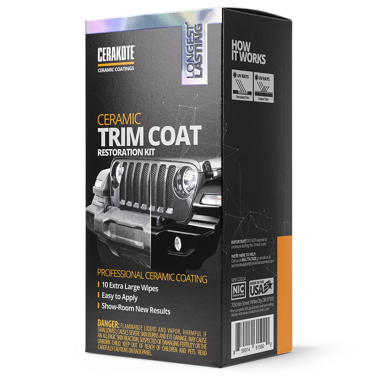 CERAKOTE on vehicle exterior conveying restored, protected trim look