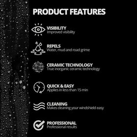 CERAKOTE treated windshield with water beading, illustrates improved water repellency while driving
