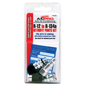 Certified A/C Pro retrofit label and kit contents for clear system documentation