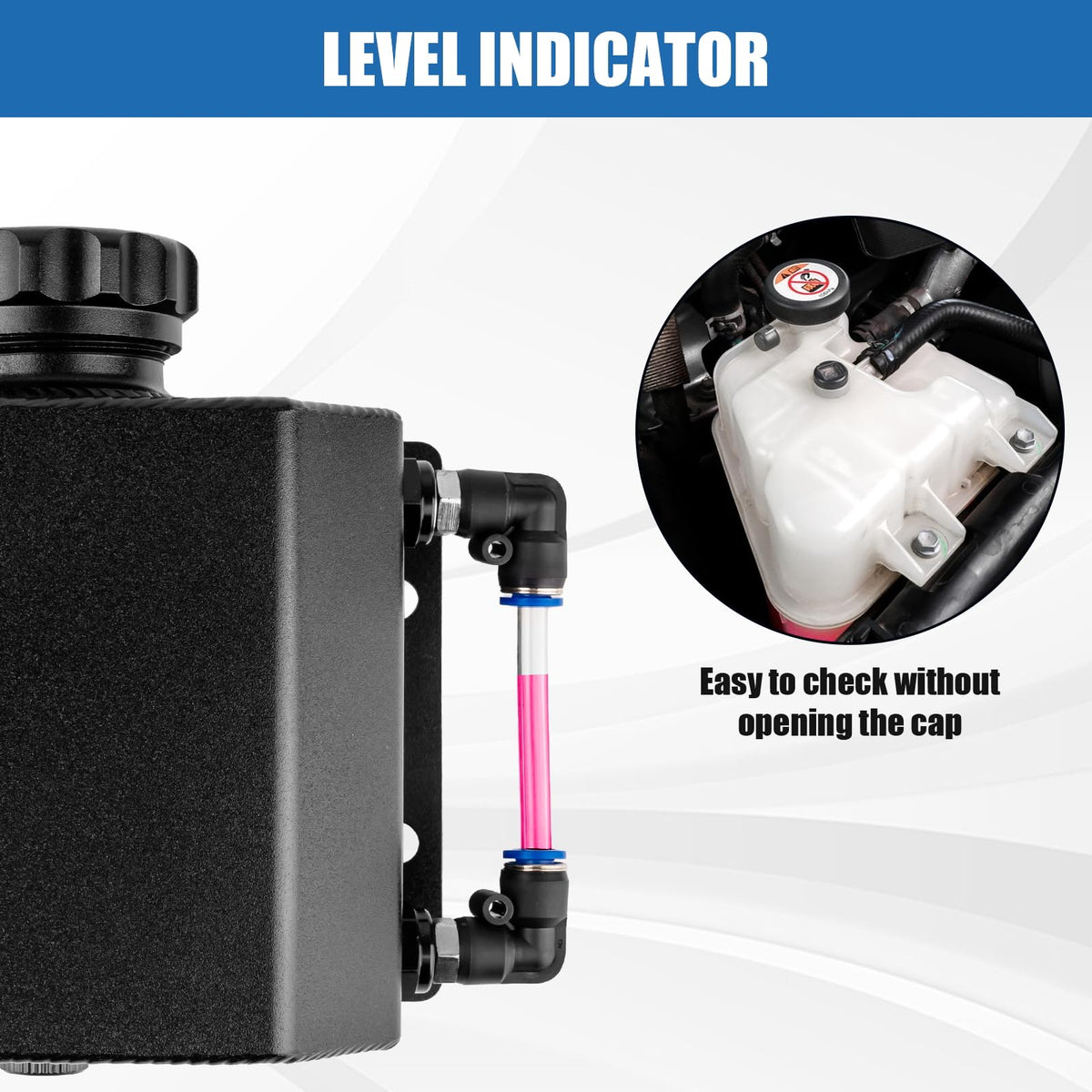 Cesilili side clear hose level view for easy coolant monitoring