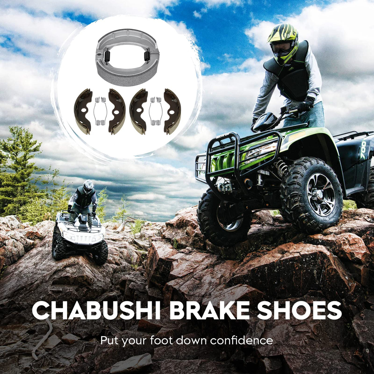 Chabushi brake shoes next to tape measure showing scale for confident fit confirmation