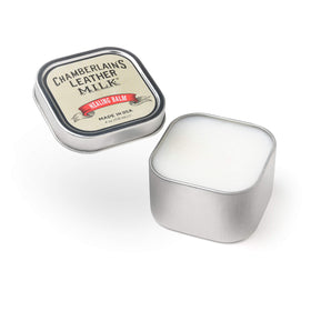 Chamberlain's Leather Milk open pot showing balm texture and consistency, indicates rich conditioning