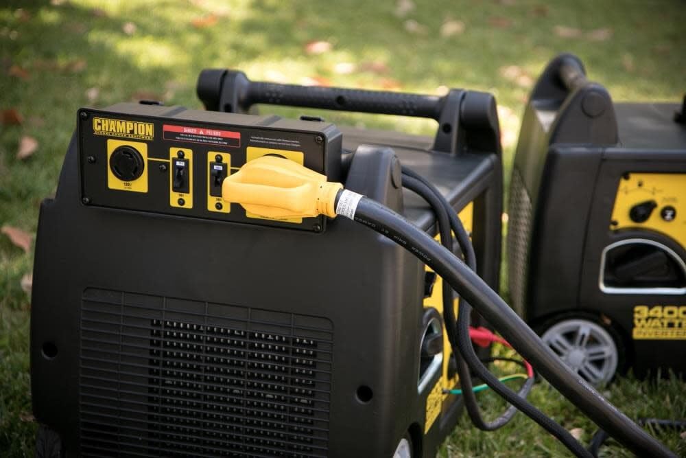Champion ParaLINK 50A RV outlet closeup offering convenient shore-power access