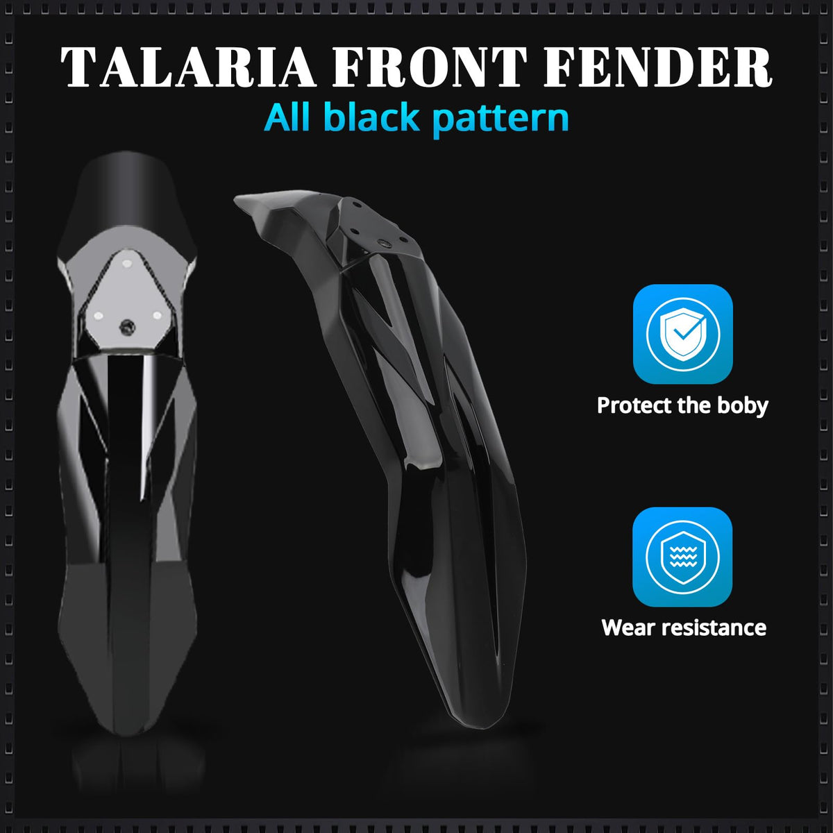 CHANGCHENG front fender front angle highlighting fit and improved debris protection