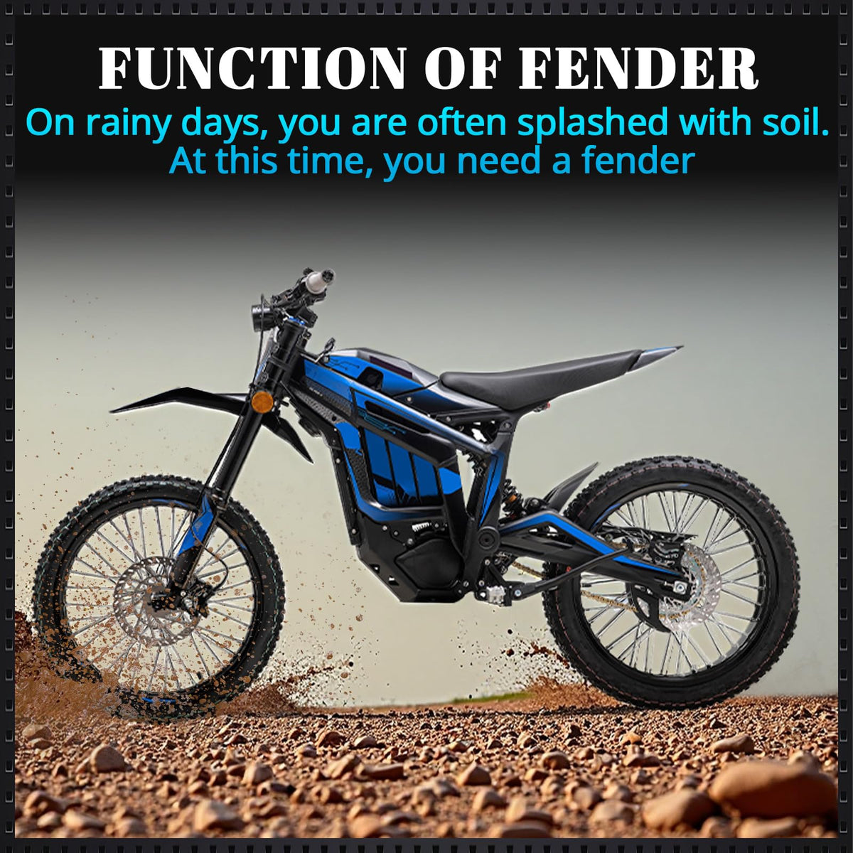 CHANGCHENG front fender under fork clearance view showing precise fit advantage