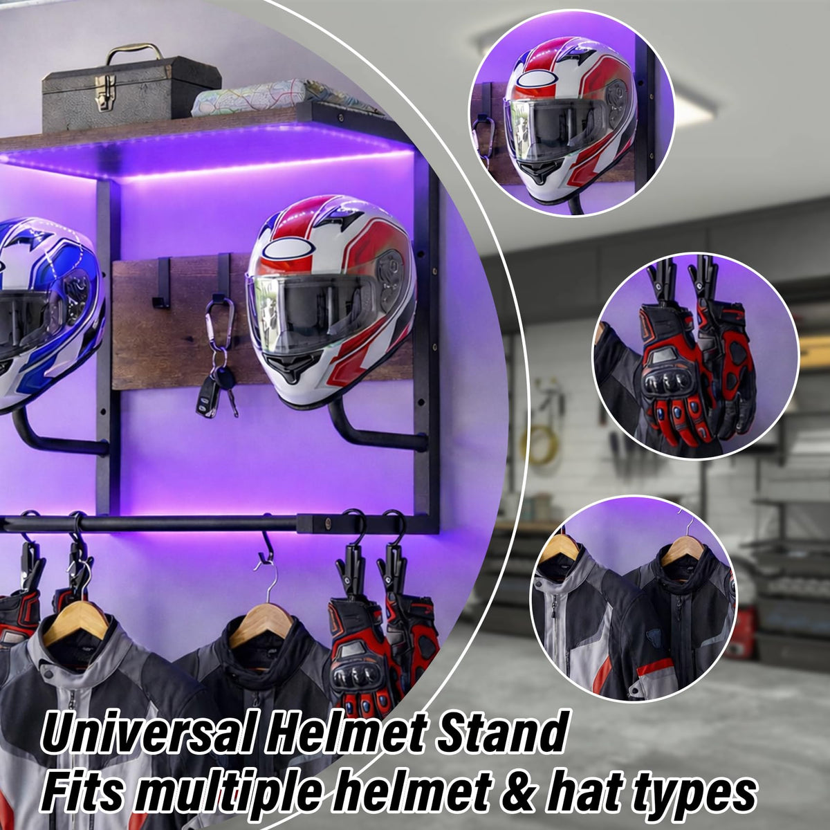 Chaoos hat stands with helmets demonstrating secure hold and protection