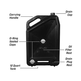 Chapin top view of large target area capturing draining oil without splashes