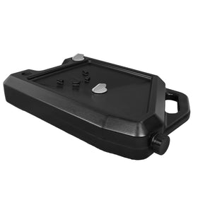 Chapin front view of oil drain pan showing stable wide base and easy placement
