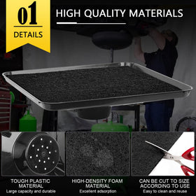 CHAR YONG side angle of drain pan showing depth and spill containment benefit