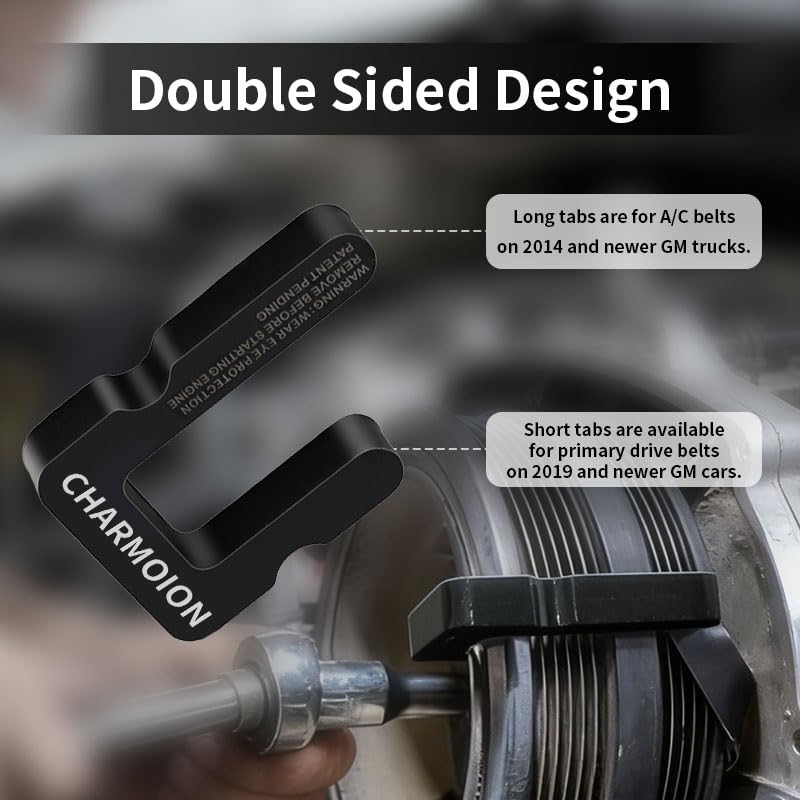 CHARMOION short tab seated on main drive pulley demonstrating precise alignment advantage