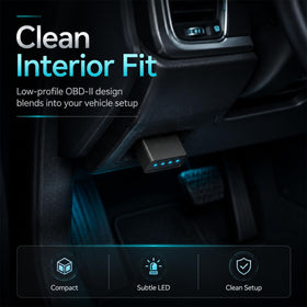Chatbrid installed in vehicle OBD port demonstrating tool-free setup advantage