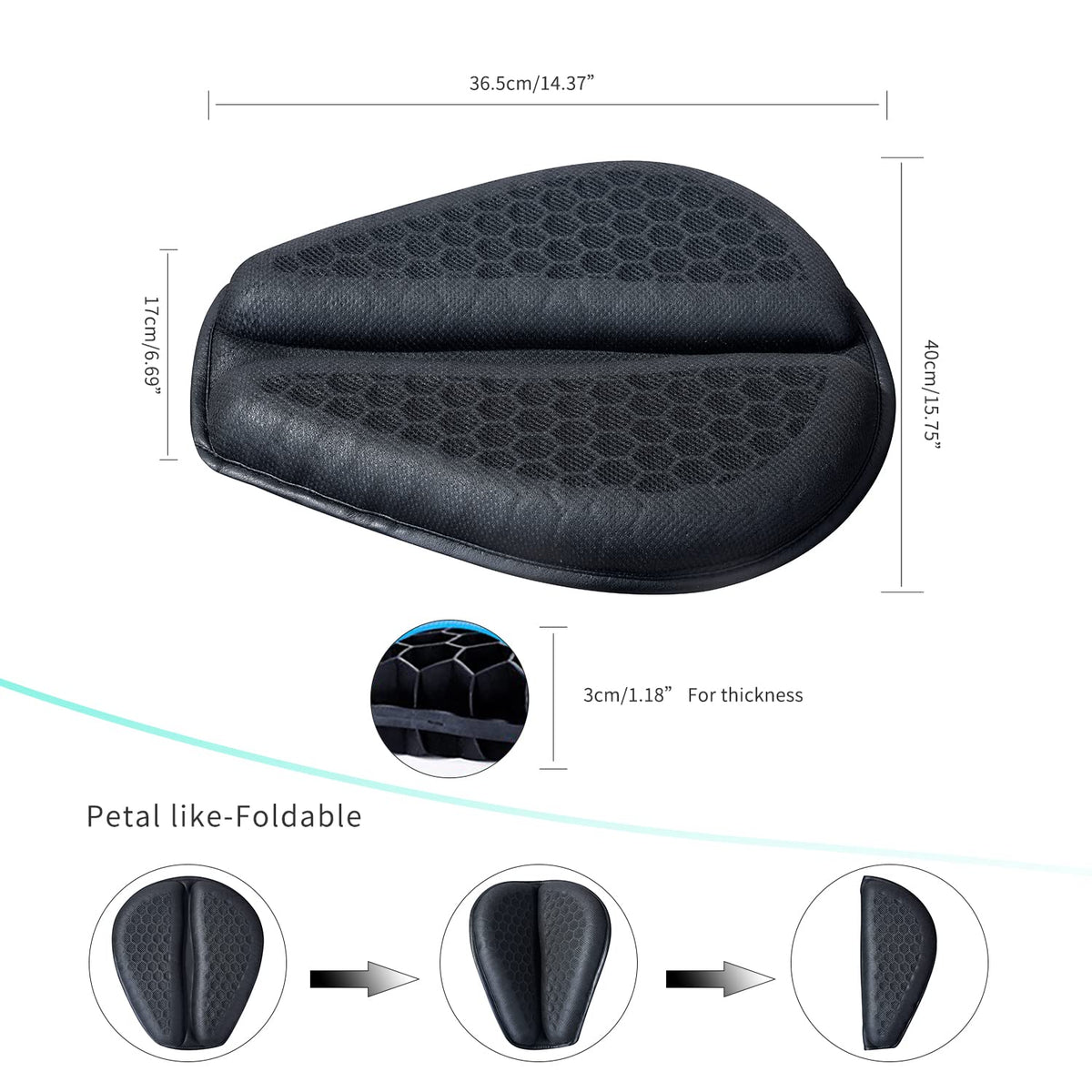 CHCYCLE cushion next to helmet showing scale and compact portability