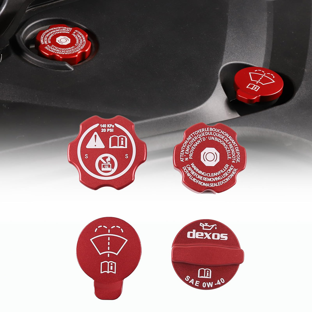CHEAYAR front view of red cap covers showing clean sporty styling benefit