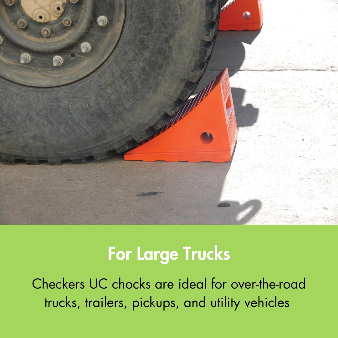 Checkers chock side profile detail illustrating stable geometry and contact