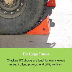 Checkers chock side profile detail illustrating stable geometry and contact