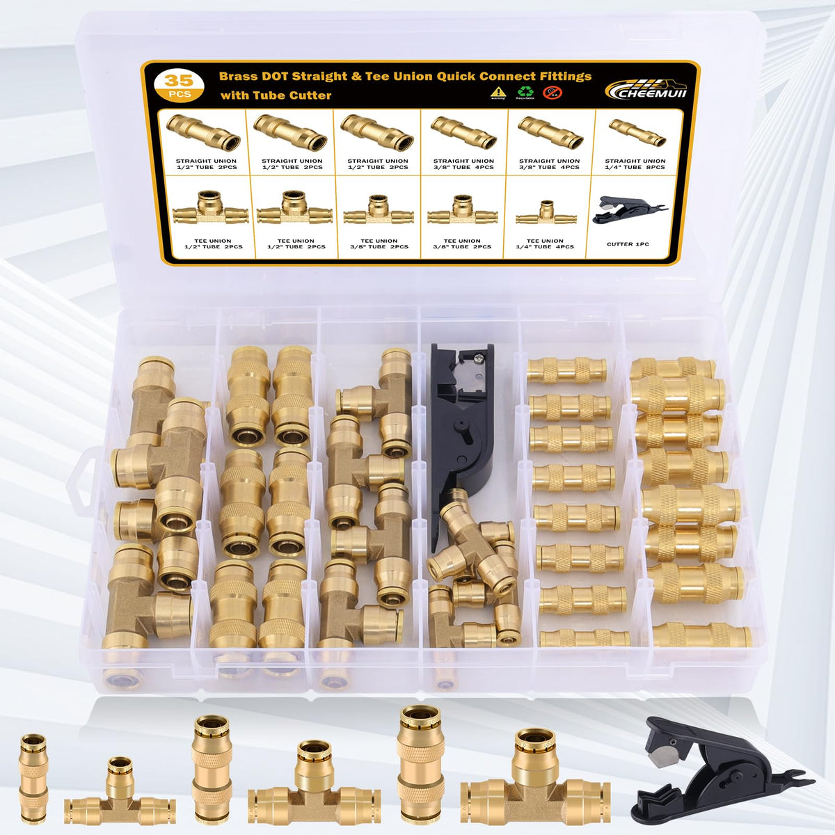 CheeMuii brass fitting close-up showing material finish and corrosion resistance benefit