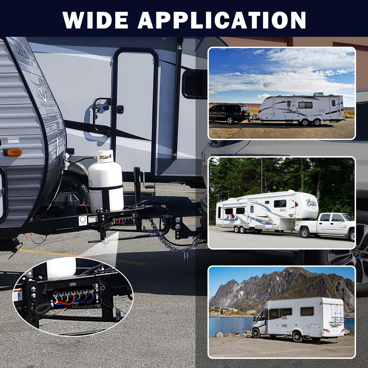CheeMuii harness connected to trailer in use demonstrating clear light function