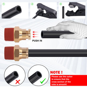 CheeMuii fittings beside ruler showing sizes 1/8" to 1/2" for correct fit