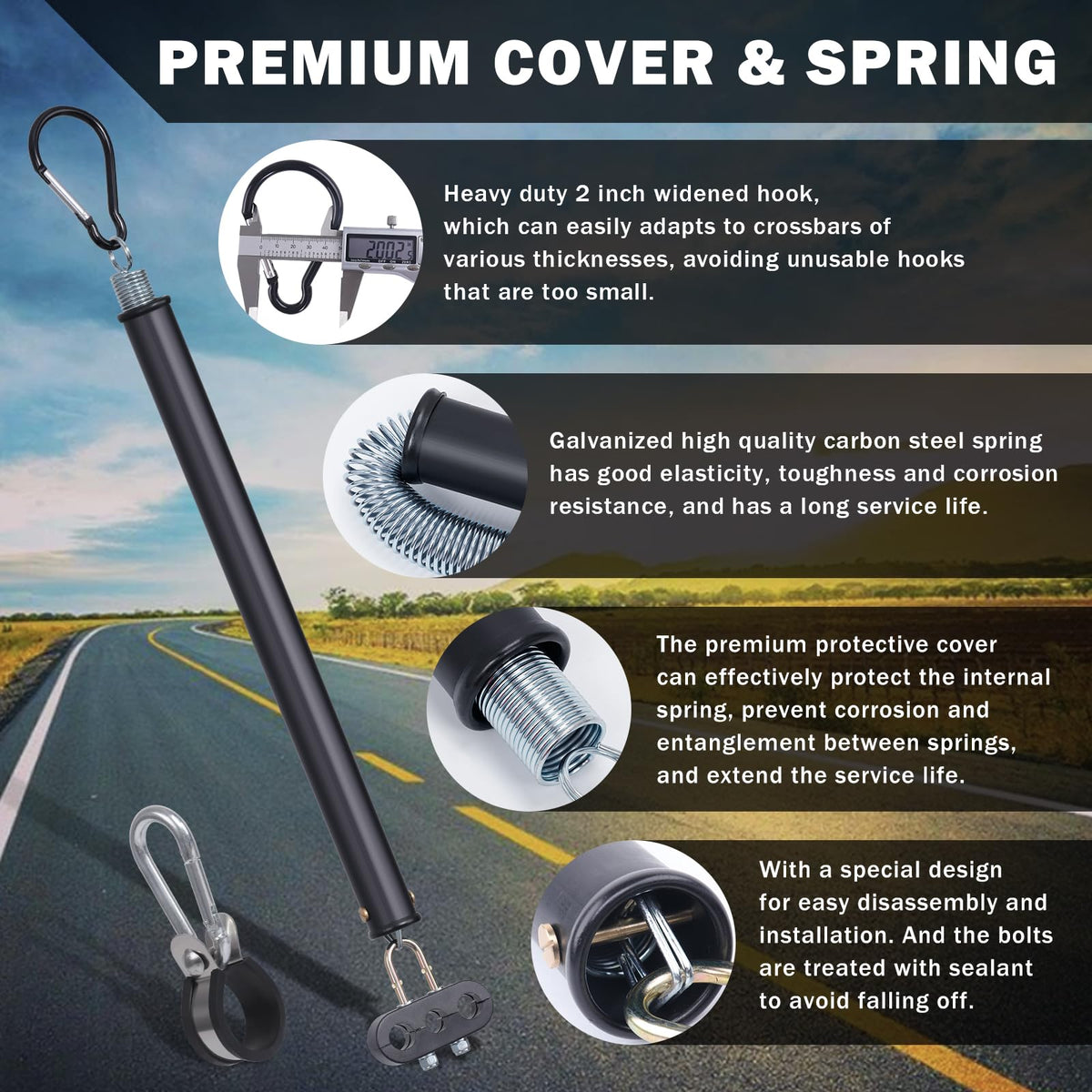 CheeMuii galvanized 16-inch spring close-up highlighting corrosion resistance and durability