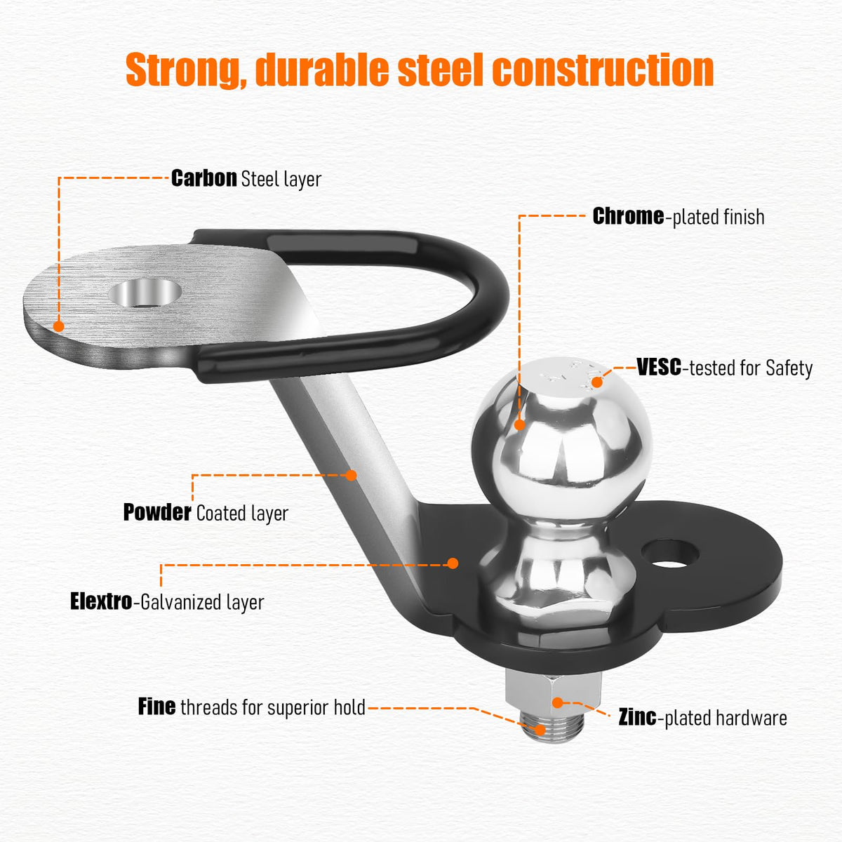 Chelhead side profile showing reversible rise or drop for leveling