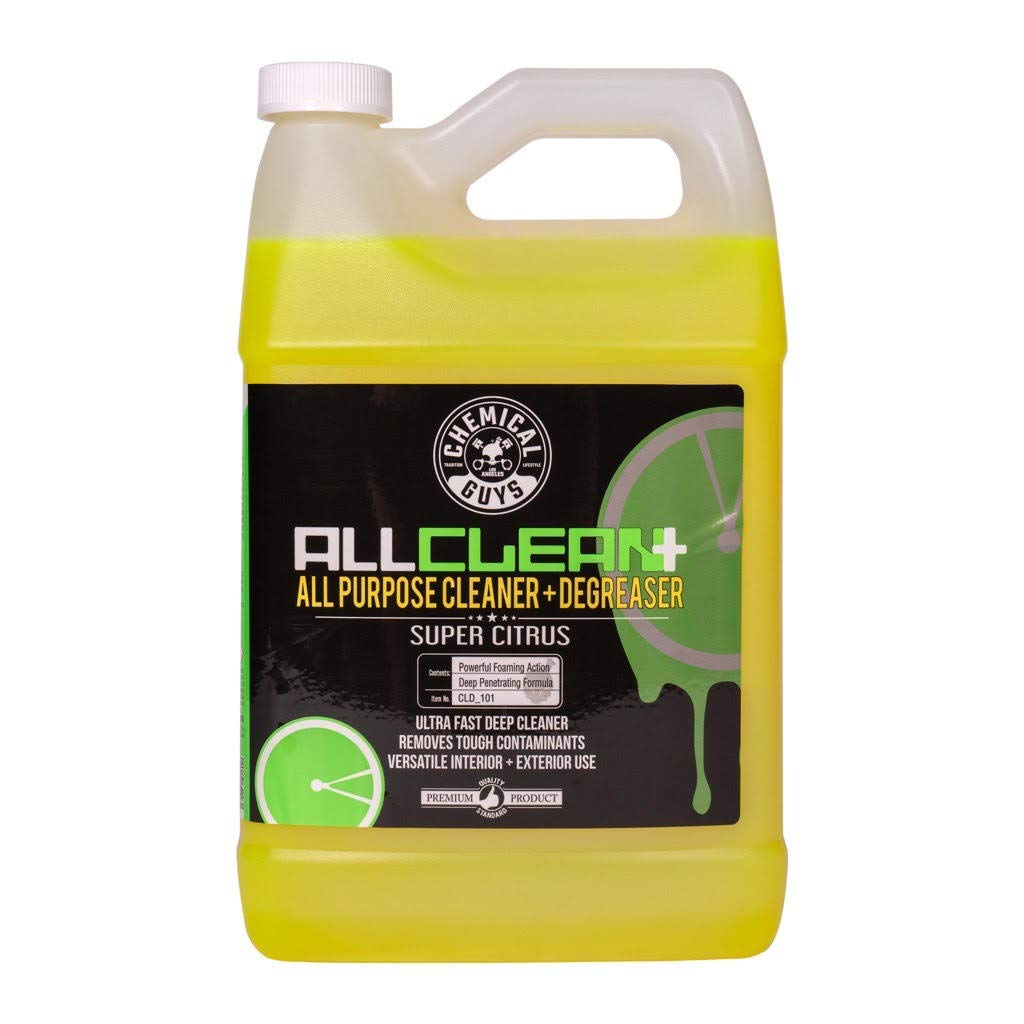 Chemical Guys front label on one-gallon container showing product identity and benefit
