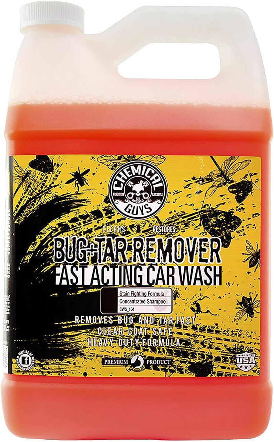 Chemical Guys front-gallon label showing product and usage benefits