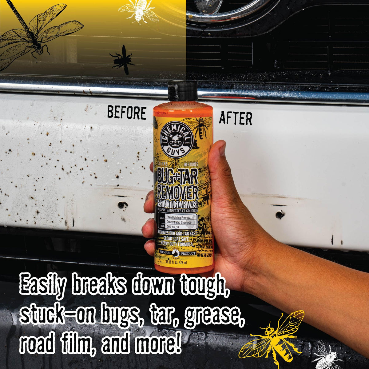 Chemical Guys foam texture on vehicle surface showing fast contaminant lift