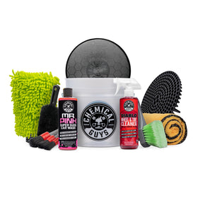 Chemical Guys front view of full 12-piece kit showing organized contents and quick identification benefit