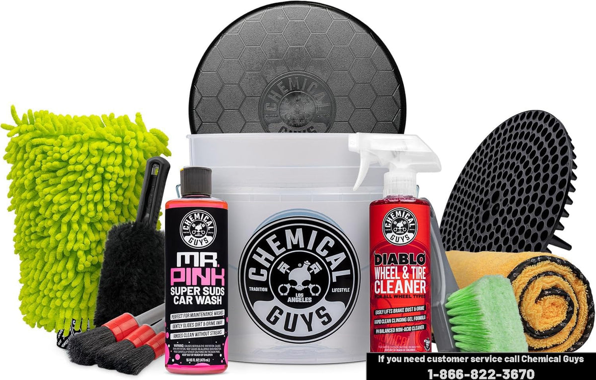 Chemical Guys Mr. Pink soap close-up showing label and thick suds for gentle lubrication benefit