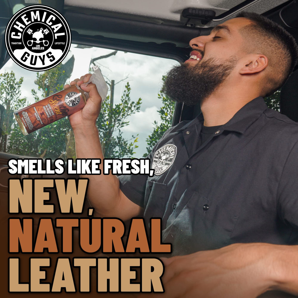 Chemical Guys New Car 16 oz label close-up, clear branding and precise fragrance