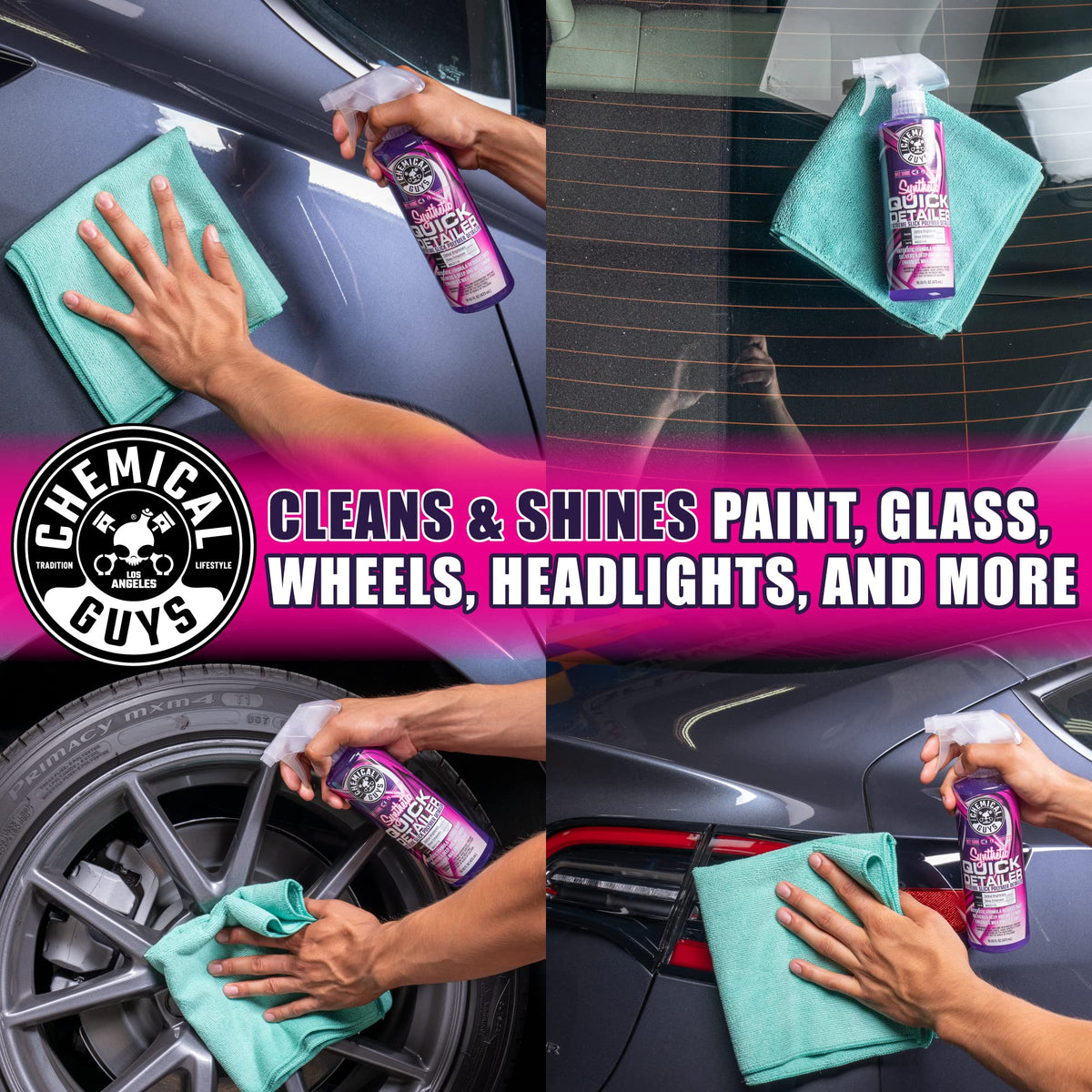 Chemical Guys shine on painted surface after buff showing deep gloss enhancement