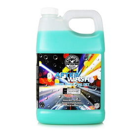 Chemical Guys bottle front view showing label and glossy finish benefit
