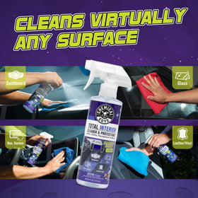 Chemical Guys being wiped on dashboard leaving clean protective finish