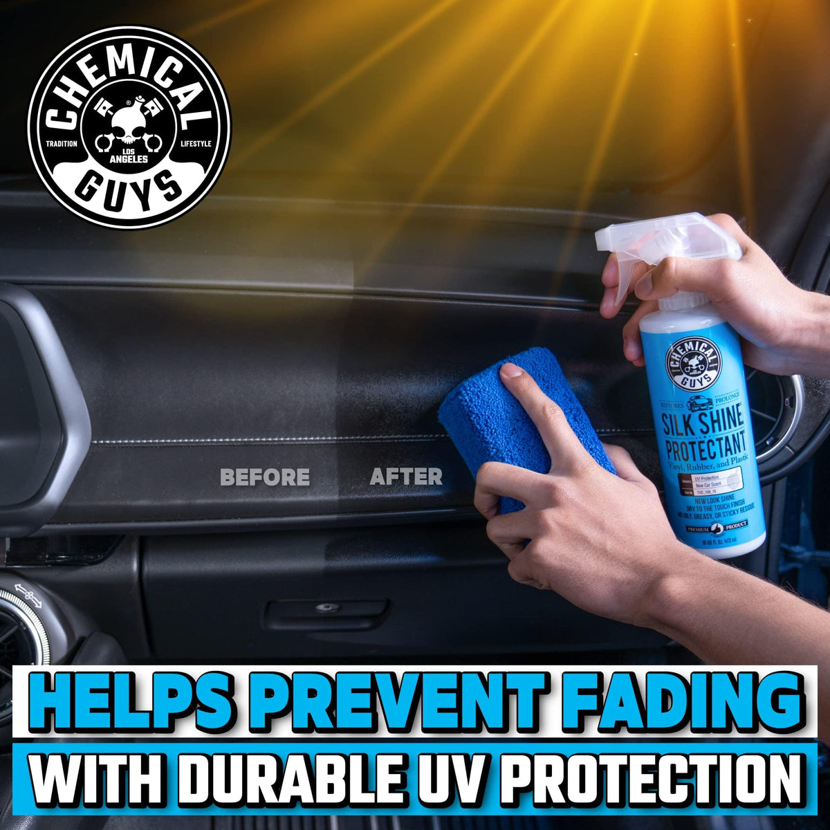 Chemical Guys applicators and brushes arranged for precise detailing